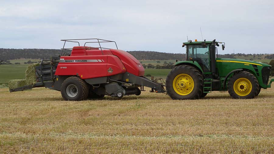 Stopping weed seed set, by tactics such as cutting hay, crop topping or harvest weed seed management, is an essential part of herbicide resistance management. PHOTO Chris Preston. 