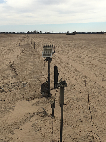 Weather station and fencing damaged by the fire.