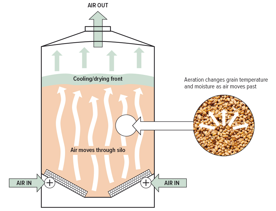 Grain storage aeration illustration