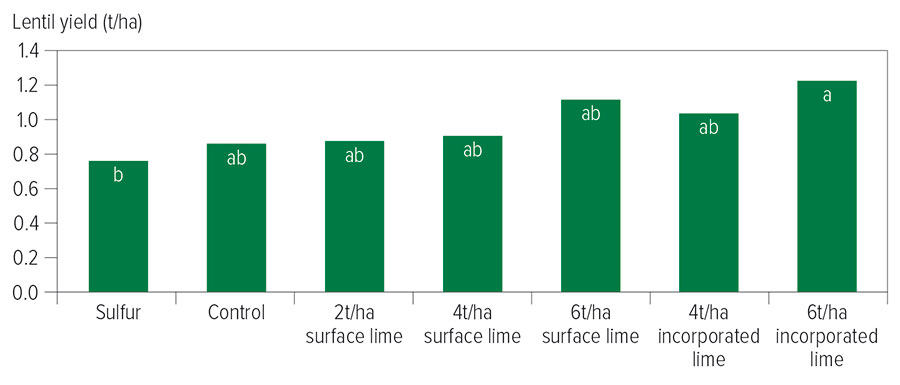 chart of lentil yields