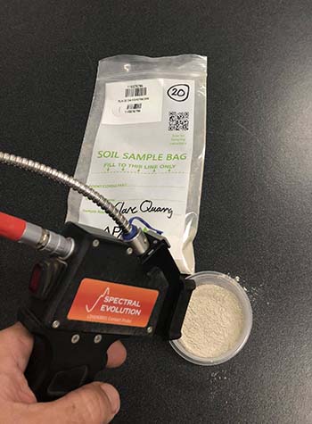 A portable infrared spectroscopy tool is used to measure lime properties. PHOTO GRDC