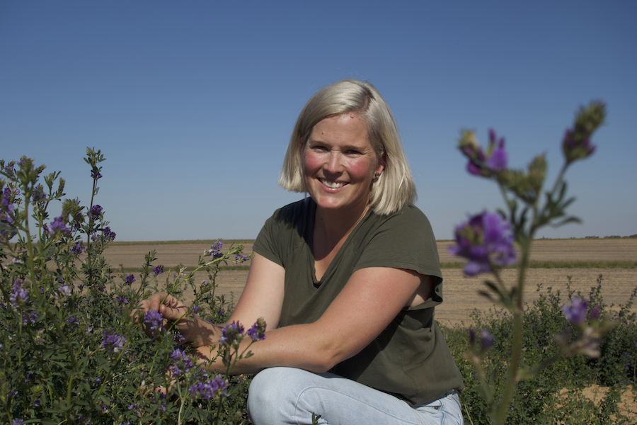 Lou Flohr in a paddock on her family's Lameroo farm.