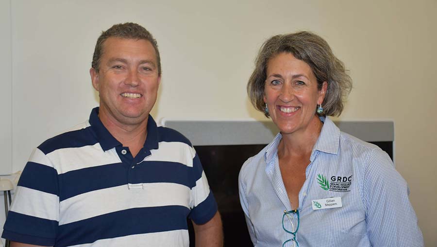 Nathan Ensbey, a NSW DPI technical officer in Grafton, with GRDC Senior Regional Manager Gilliam Meppem, based atToowoomba.