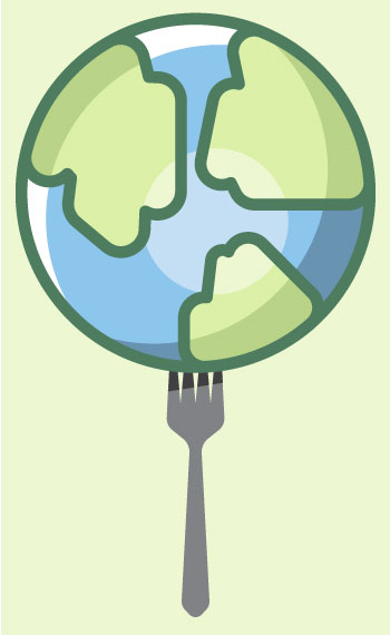 illustration of the world with a fork