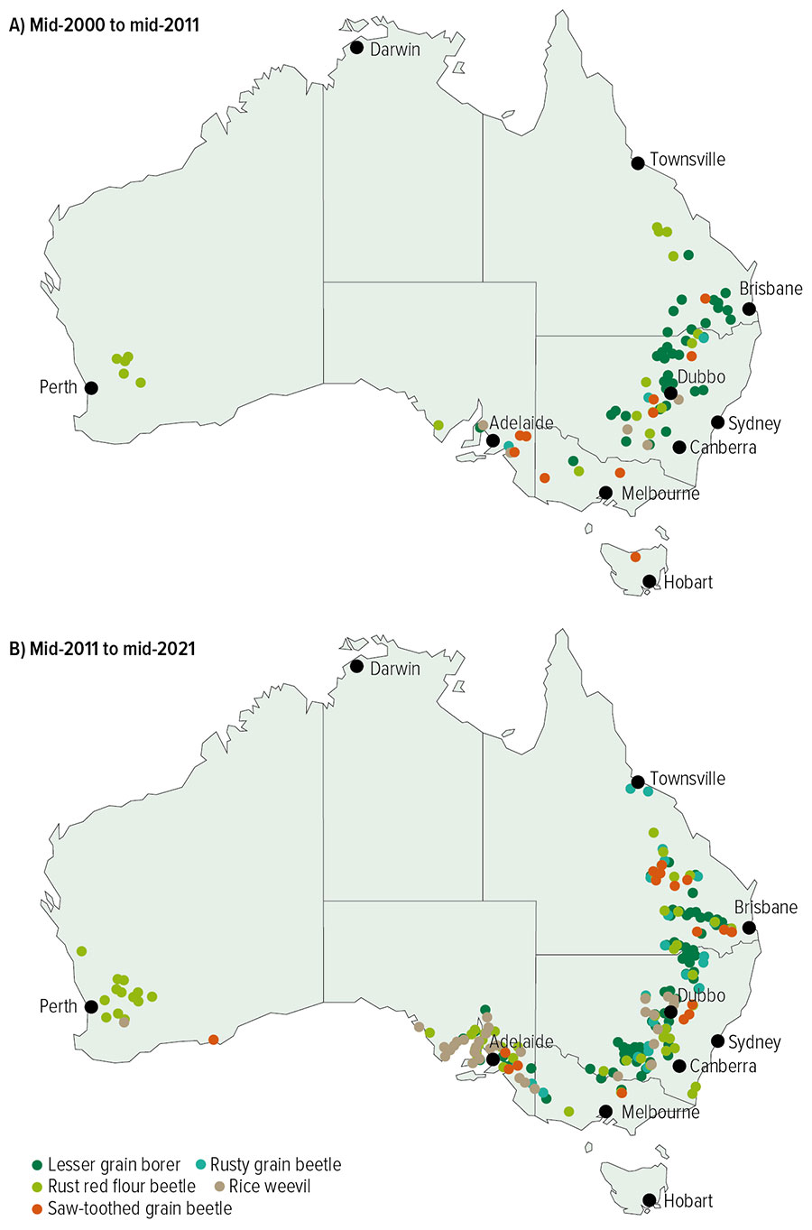 map of australia showing phosphine resistant insects