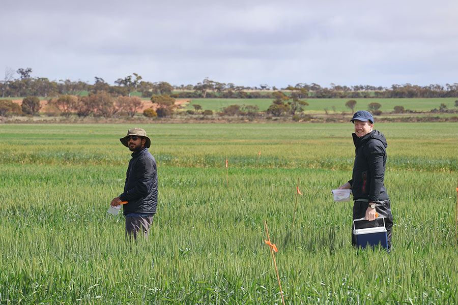 Agyeya Pratap and James Kelly in a grassy paddock