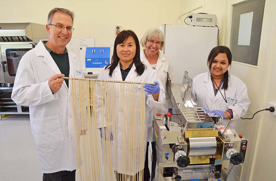 AEGICs oat research team Mark Tucek, Regina Buswell and Dr Sabori Mitra with Dr Xiaoping Li (second left), Shaanxi Normal University, China. 