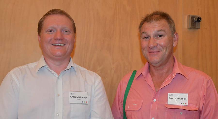 Researcher Chris Munnings, left, of CSIRO in Canberra, and Scott Campbell, of Elders in Toowoomba, at the two-day Update