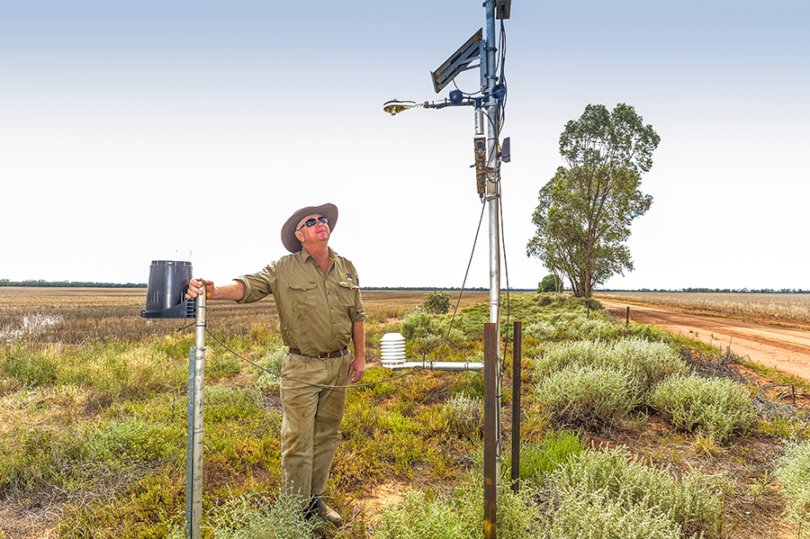 Breil Jackson has installed electronic soil moisture probes to accurately determine how much plant-available water is in the soil