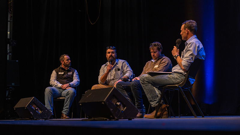 Image of Greg Condon chairing with growers Gavin Howley (NSW), Brett South (Esperance, WA), and Broden Holland (NSW).
