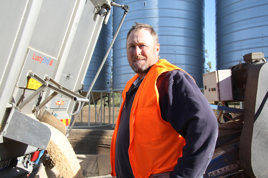 Peter Anderson unloading grain at Arcadia Rural.