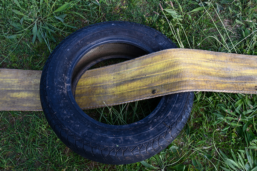a car tyre used as a dampener