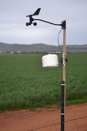 A weather station installed in a paddock.