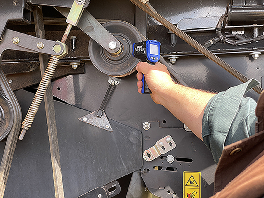 checking a bearing with an infrared thermometer